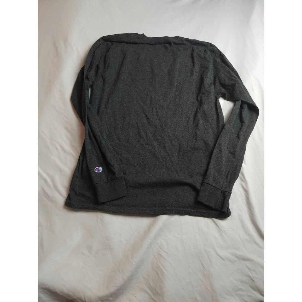 Champion Shirt Mens Medium Gray Shorter University Hawks Long Sleeve Graphic Tee - Picture 5 of 5